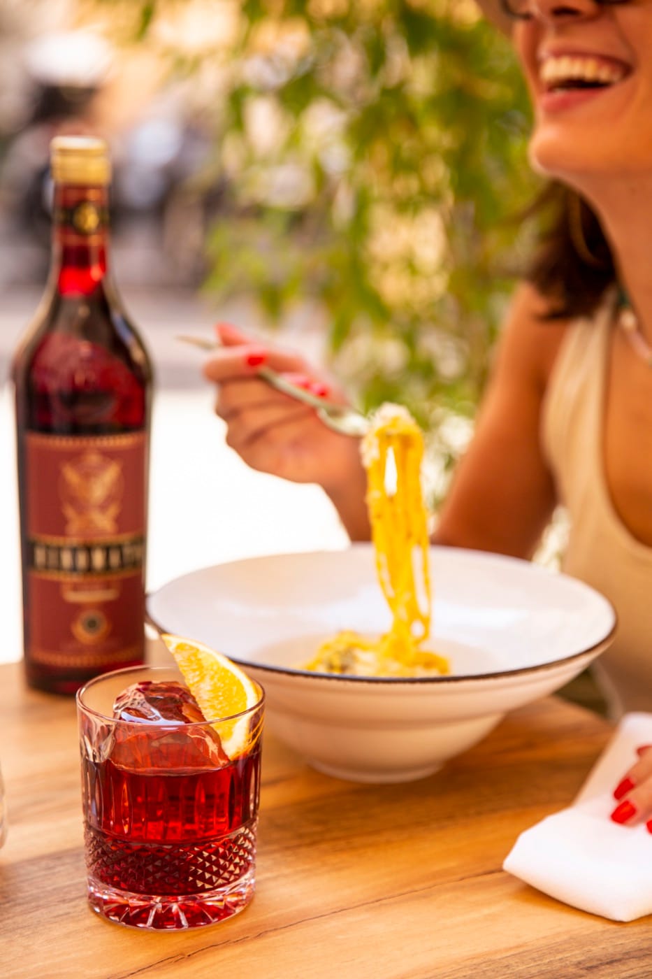Rinomato Negroni in a rocks glass