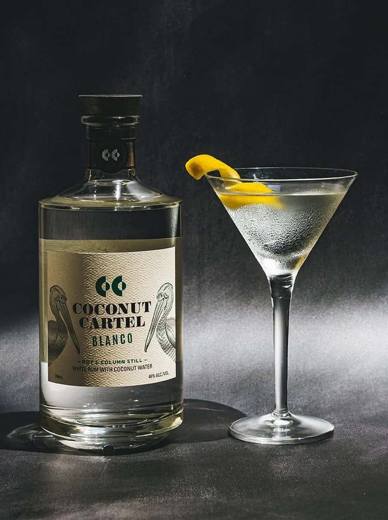 Coconut Cartel Rum Martini with lemon