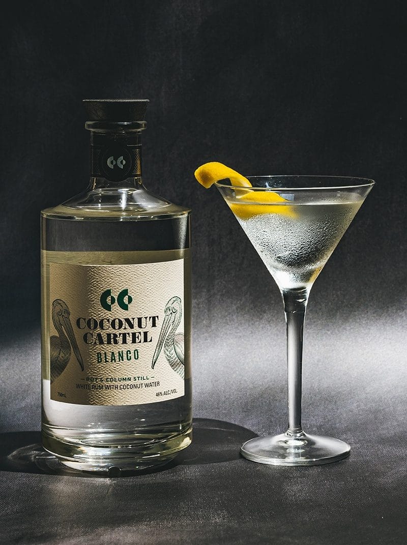 Coconut Cartel Rum Martini with lemon