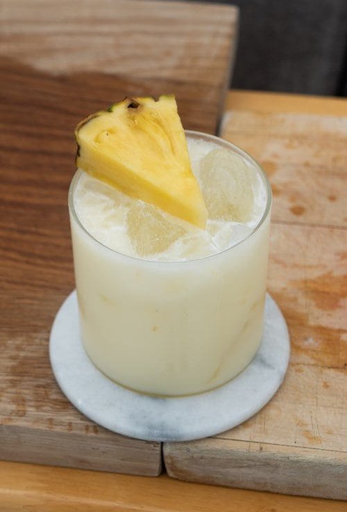 Pasilla Colada in a rocks glass