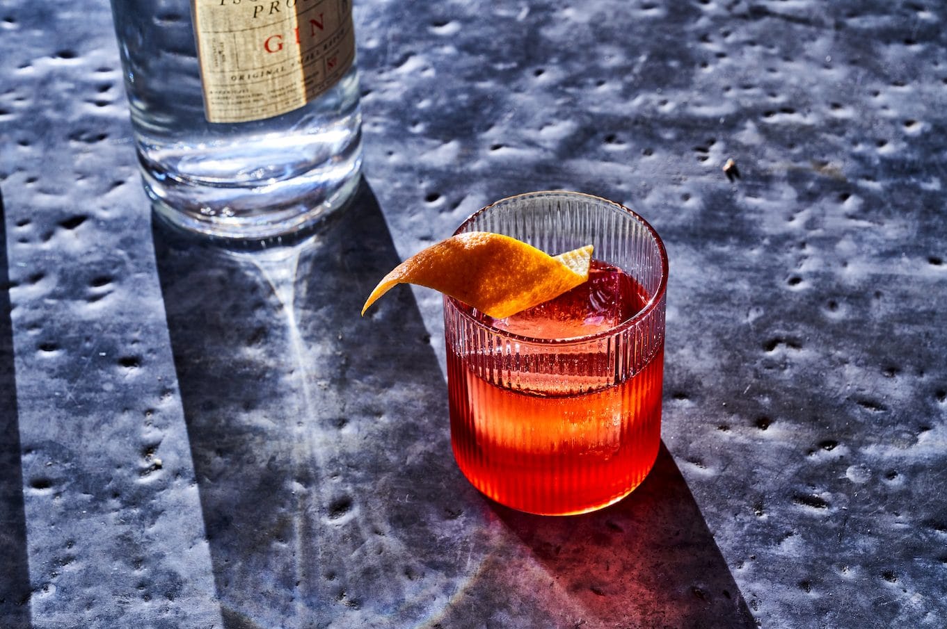 New York Negroni in a rocks glass